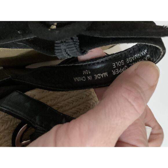 Loft outlet Suede Jute Edge Platform Wedge Heel Sandals Black Size 10 ladies - Picture 4 of 5